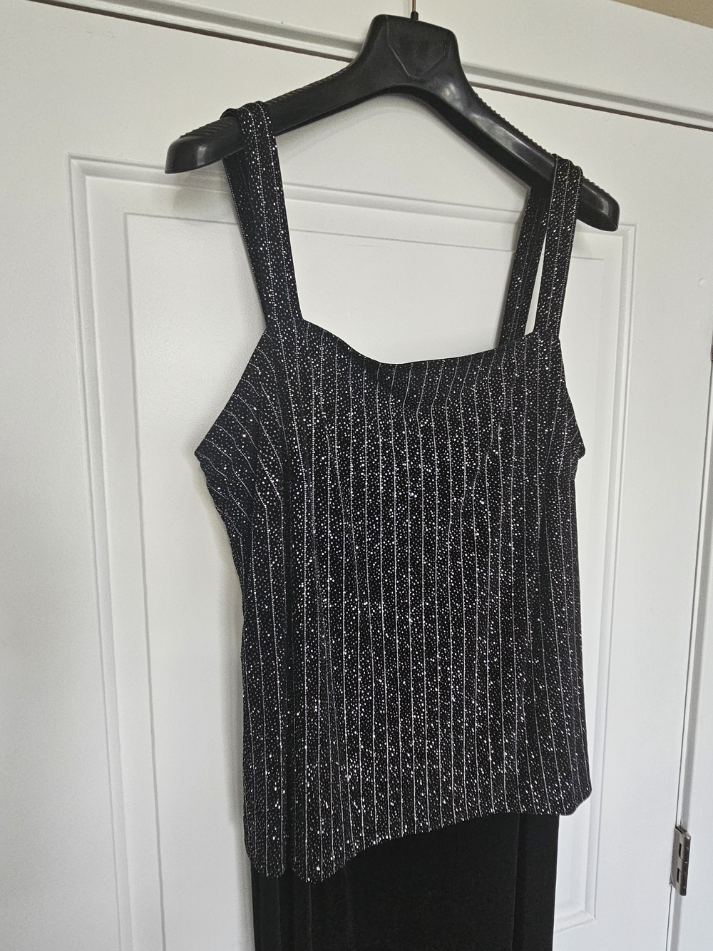 Christmas NYE Holiday Party Black Sparkle Maxi Dress Women's Plus Size 20 VTG